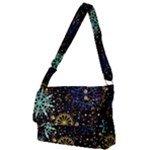 Gold Teal Snowflakes Gold Abstract Christmas Full Print Messenger Bag (S)