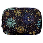 Gold Teal Snowflakes Gold Abstract Christmas Make Up Pouch (Small)