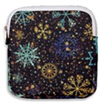 Gold Teal Snowflakes Gold Abstract Christmas Mini Square Pouch