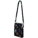 Gold Teal Snowflakes Gold Abstract Christmas Multi Function Travel Bag