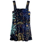 Gold Teal Snowflakes Gold Abstract Christmas Kids  Layered Skirt Swimsuit