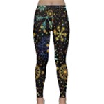 Gold Teal Snowflakes Gold Abstract Christmas Lightweight Velour Classic Yoga Leggings