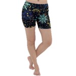 Gold Teal Snowflakes Gold Abstract Christmas Lightweight Velour Yoga Shorts