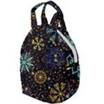 Gold Teal Snowflakes Gold Abstract Christmas Travel Backpack