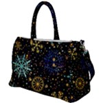 Gold Teal Snowflakes Gold Abstract Christmas Duffel Travel Bag