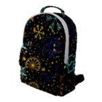 Gold Teal Snowflakes Gold Abstract Christmas Flap Pocket Backpack (Large)