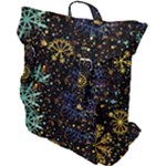 Gold Teal Snowflakes Gold Abstract Christmas Buckle Up Backpack