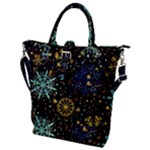 Gold Teal Snowflakes Gold Abstract Christmas Buckle Top Tote Bag