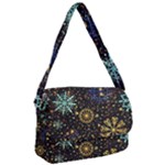 Gold Teal Snowflakes Gold Abstract Christmas Courier Bag