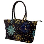 Gold Teal Snowflakes Gold Abstract Christmas Canvas Shoulder Bag