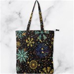 Gold Teal Snowflakes Gold Abstract Christmas Double Zip Up Tote Bag