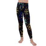 Gold Teal Snowflakes Gold Abstract Christmas Kids  Lightweight Velour Leggings