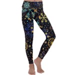 Gold Teal Snowflakes Gold Abstract Christmas Kids  Lightweight Velour Classic Yoga Leggings