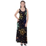 Gold Teal Snowflakes Gold Abstract Christmas Sleeveless Velour Maxi Dress