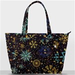 Gold Teal Snowflakes Gold Abstract Christmas Back Pocket Shoulder Bag 