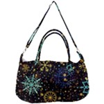 Gold Teal Snowflakes Gold Abstract Christmas Removable Strap Handbag