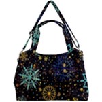 Gold Teal Snowflakes Gold Abstract Christmas Double Compartment Shoulder Bag