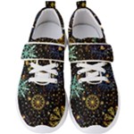 Gold Teal Snowflakes Gold Abstract Christmas Men s Velcro Strap Shoes