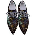 Gold Teal Snowflakes Gold Abstract Christmas Pointed Oxford Shoes