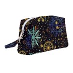 Gold Teal Snowflakes Gold Abstract Christmas Wristlet Pouch Bag (Medium)