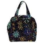 Gold Teal Snowflakes Gold Abstract Christmas Boxy Hand Bag