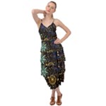 Gold Teal Snowflakes Gold Abstract Christmas Layered Bottom Dress