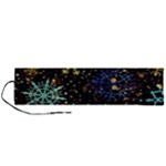 Gold Teal Snowflakes Gold Abstract Christmas Roll Up Canvas Pencil Holder (L)