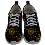 Gold Teal Snowflakes Gold Abstract Christmas Mens Athletic Shoes