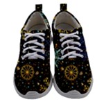 Gold Teal Snowflakes Gold Abstract Christmas Women Athletic Shoes