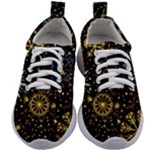 Gold Teal Snowflakes Gold Abstract Christmas Kids Athletic Shoes