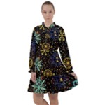 Gold Teal Snowflakes Gold Abstract Christmas All Frills Dress