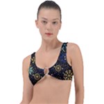 Gold Teal Snowflakes Gold Abstract Christmas Ring Detail Bikini Top