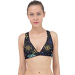 Gold Teal Snowflakes Gold Abstract Christmas Classic Banded Bikini Top