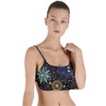 Gold Teal Snowflakes Gold Abstract Christmas Layered Top Bikini Top 