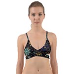 Gold Teal Snowflakes Gold Abstract Christmas Wrap Around Bikini Top