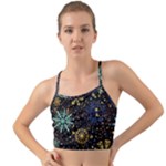 Gold Teal Snowflakes Gold Abstract Christmas Mini Tank Bikini Top