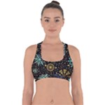 Gold Teal Snowflakes Gold Abstract Christmas Cross Back Hipster Bikini Top 