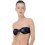 Gold Teal Snowflakes Gold Abstract Christmas Classic Bandeau Bikini Top 