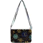 Gold Teal Snowflakes Gold Abstract Christmas Double Gusset Crossbody Bag