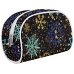 Gold Teal Snowflakes Gold Abstract Christmas Make Up Case (Medium)