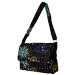 Gold Teal Snowflakes Gold Abstract Christmas Full Print Messenger Bag (M)