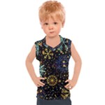 Gold Teal Snowflakes Gold Abstract Christmas Kids  Sport Tank Top