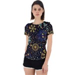 Gold Teal Snowflakes Gold Abstract Christmas Back Cut Out Sport T-Shirt