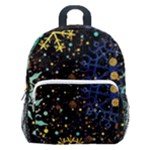 Gold Teal Snowflakes Gold Abstract Christmas Kids  Age 5-10 Lightweight School Backpack with Side Pockets