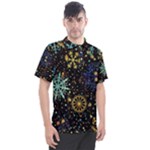 Gold Teal Snowflakes Gold Abstract Christmas Men s Polo T-Shirt