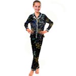 Gold Teal Snowflakes Gold Abstract Christmas Kids  Satin Long Sleeve Pajamas Set