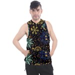 Gold Teal Snowflakes Gold Abstract Christmas Men s Sleeveless Hoodie