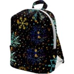 Gold Teal Snowflakes Gold Abstract Christmas Zip Up Backpack