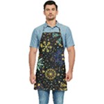 Gold Teal Snowflakes Gold Abstract Christmas Kitchen Apron