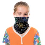 Gold Teal Snowflakes Gold Abstract Christmas Face Covering Bandana (Kids)